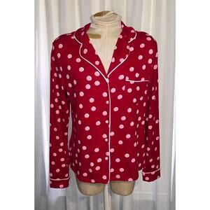Kate Spade Womens Pajama Top‎ Size Small Red Polka Dot Lounge PJ